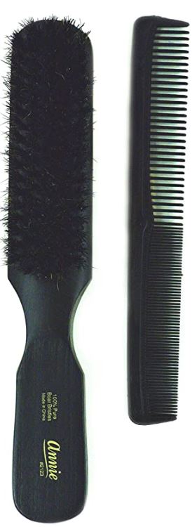 Annie 2123 Soft Wood Daily Brush with Comb 7" Black